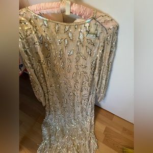 Saint Honore long silk beaded dress. Made in India.size S